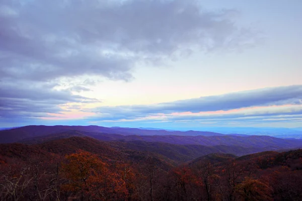 Solnedgång Över Bergen Från Reddish Knob West Virginia — Stockfoto