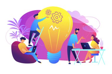 Coworking kavramı vektör çizim.
