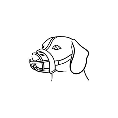Bir namlu el çizilmiş anahat doodle simgesi ile köpek.