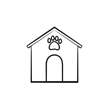 Köpek kulübesi el çizilmiş anahat simgesini doodle.