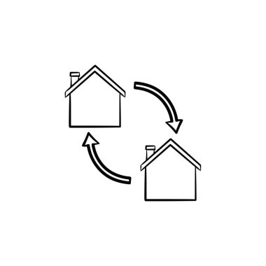 House Satım elle çizilmiş anahat simgesini doodle.