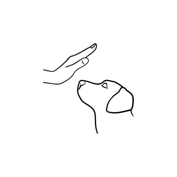 狗训练手画轮廓涂鸦图标. — 图库矢量图片