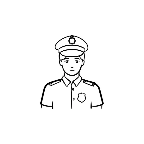 Policeman hand drawn outline doodle icon. — Stock Vector