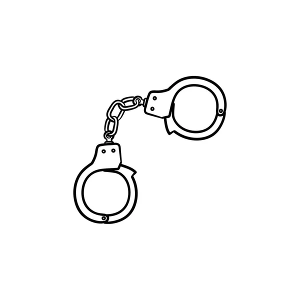 Police handcuffs hand drawn outline doodle icon. — Stock Vector