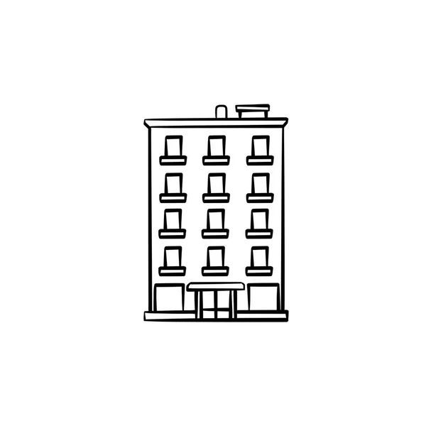 Apartamento edifício mão desenhada esboço doodle ícone . — Vetor de Stock