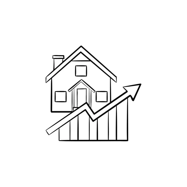 Real estate market growth hand drawn outline doodle icon. — Stock Vector