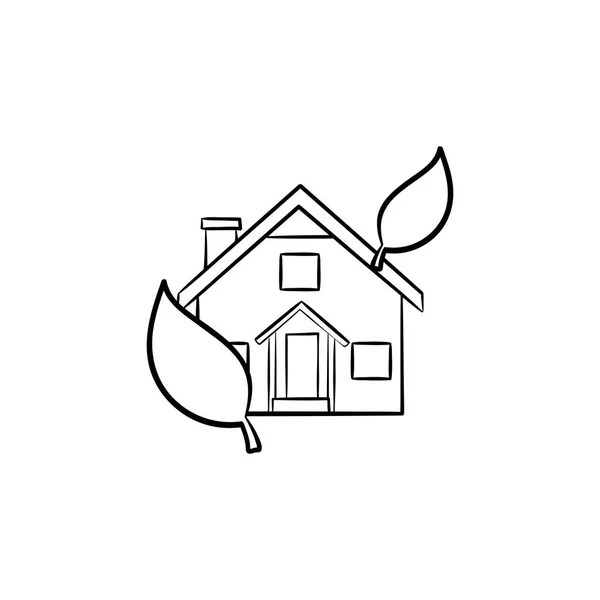 Ecological house hand drawn outline doodle icon. — Stock Vector