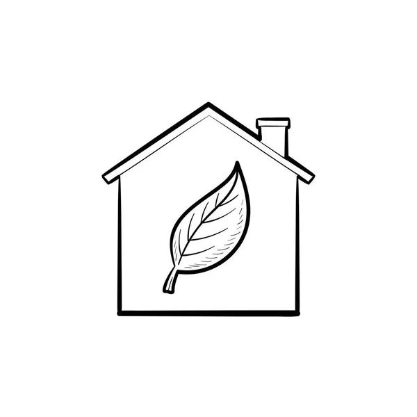 Eco house hand drawn outline doodle icon. — Stock Vector