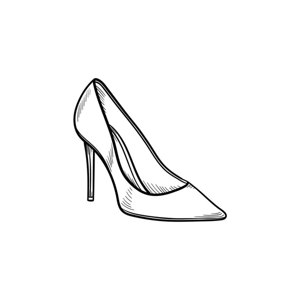 High Heel Schuh Hand gezeichnete Umrisse Doodle-Symbol. — Stockvektor