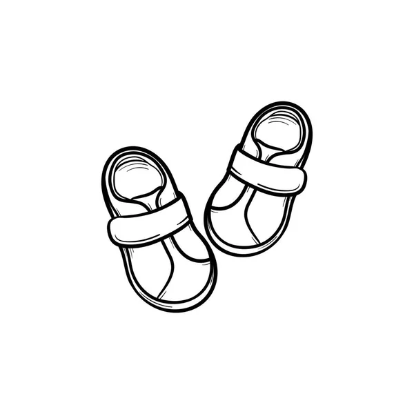 Baby schoenen handpictogram getekende schets doodle. — Stockvector