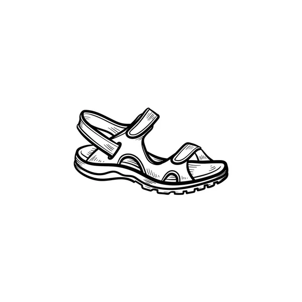 逼真的儿童凉鞋绘制轮廓涂鸦图标. — 图库矢量图片