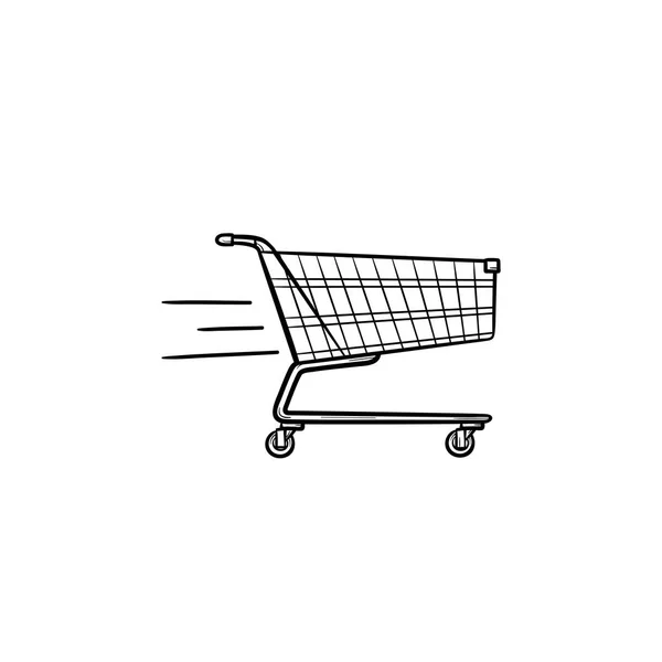 Rychlé dodání nákupní košík ručně tažené obrysu doodle ikonu. — Stockový vektor