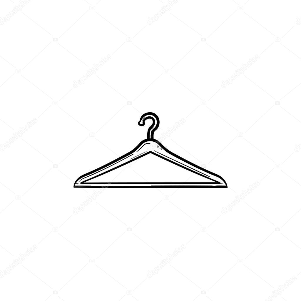 Clothes hanger hand drawn outline doodle icon.