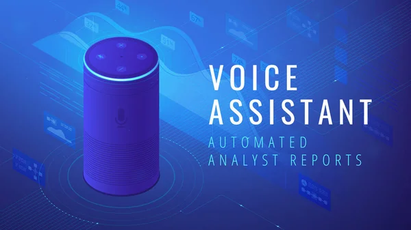 Illustration du rapport analyste automatisé assistant vocal isométrique — Image vectorielle