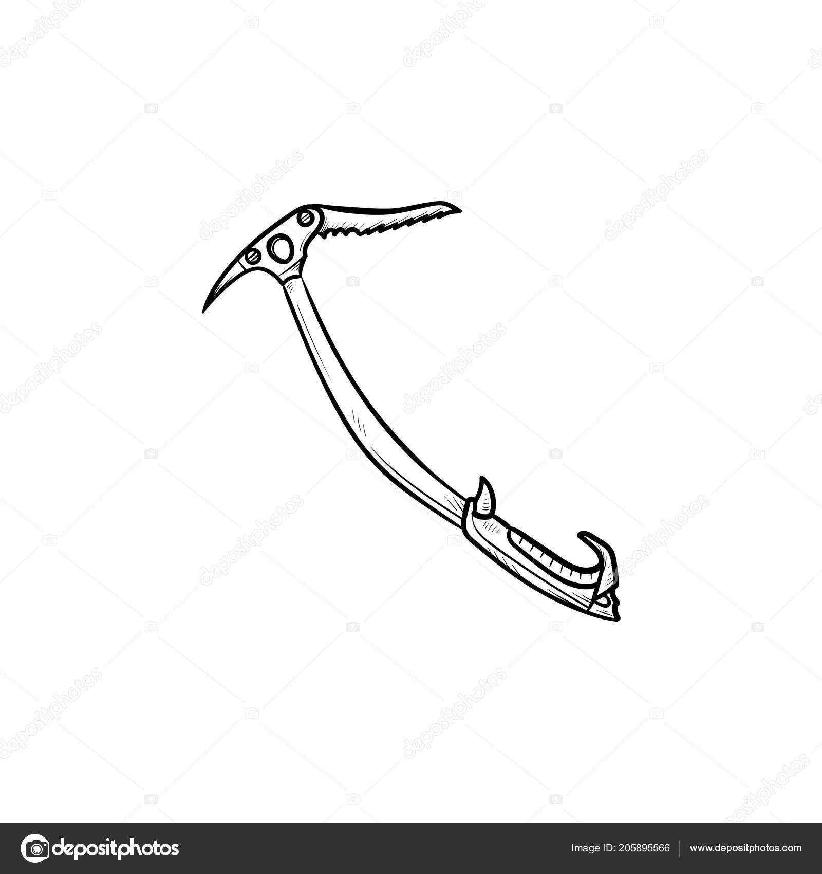 Ice pickaxe hand drawn outline doodle icon. Stock Vector Image by