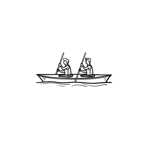 물 스포츠, 카누 손으로 그려진된 개요 낙서 아이콘. — 스톡 벡터