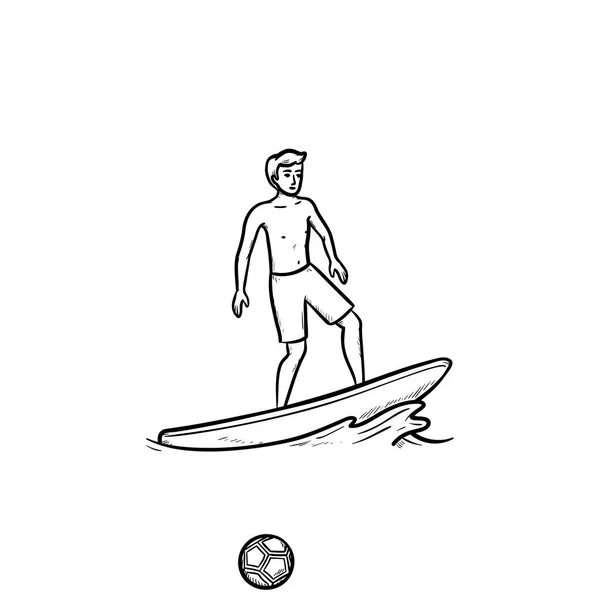 Manliga surfer handritad disposition doodle ikonen. — Stock vektor