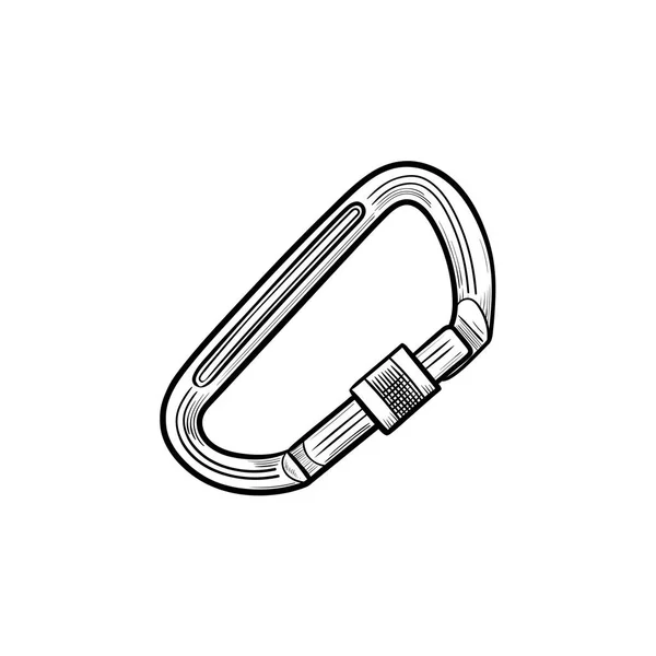 Climbing carabiner hand drawn outline doodle icon. — Stock Vector