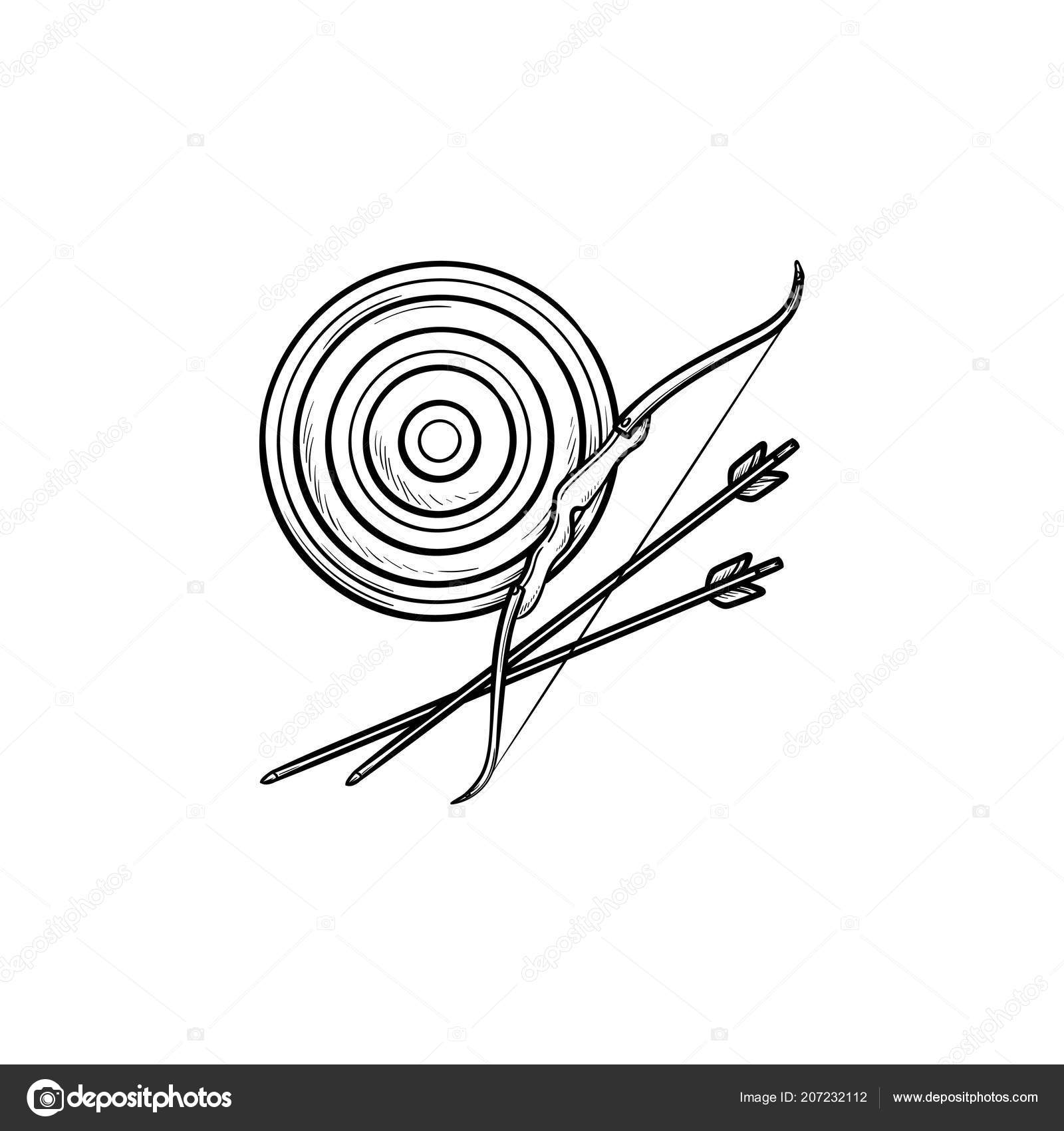 Mål, bue og pile håndtegnet omrids doodle ikon . Stockvektor af  ©VisualGeneration 207232112, image size:1600x1700