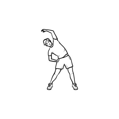 Egzersiz el çizilmiş anahat doodle simgesi dostum.