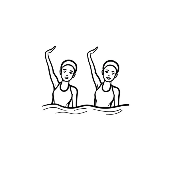 Synchronized swimming hand drawn outline doodle icon. — Stock Vector