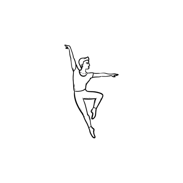 Taniec człowiek rączkę doodle ciągnione konspektu. — Wektor stockowy