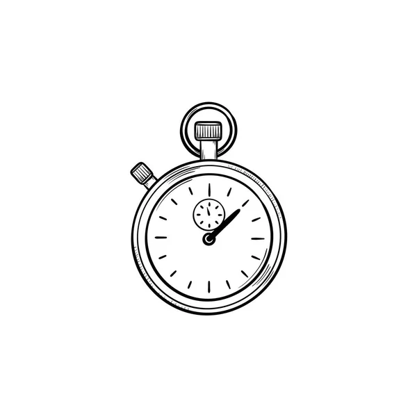 Stopwatch hand drawn outline doodle icon. — Stock Vector