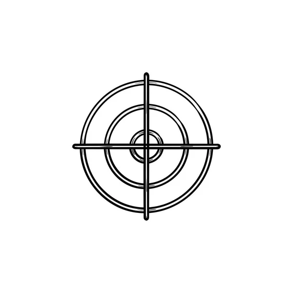 Zbraň cíl ručně kreslenou osnovy doodle ikonu. — Stockový vektor