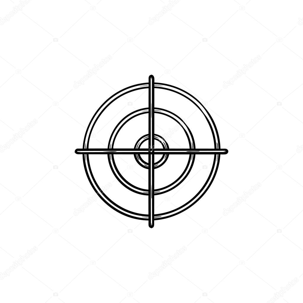 Gun target hand drawn outline doodle icon.
