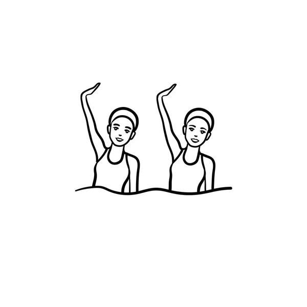 Synchronschwimmen Hand gezeichnete Umrisse Doodle-Symbol. — Stockvektor