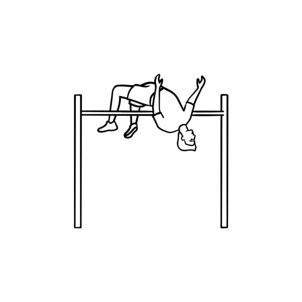 Αθλητής κάνει άλμα επί κοντώ χέρι συρμένο διάρθρωσης doodle εικονίδιο. — Διανυσματικό Αρχείο