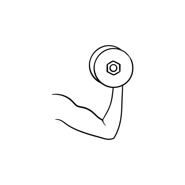 Bras avec haltère dessiné à la main contour icône doodle . — Image vectorielle