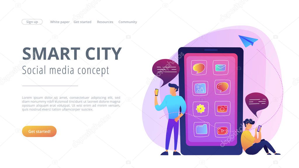 Smart city and social media landing page.