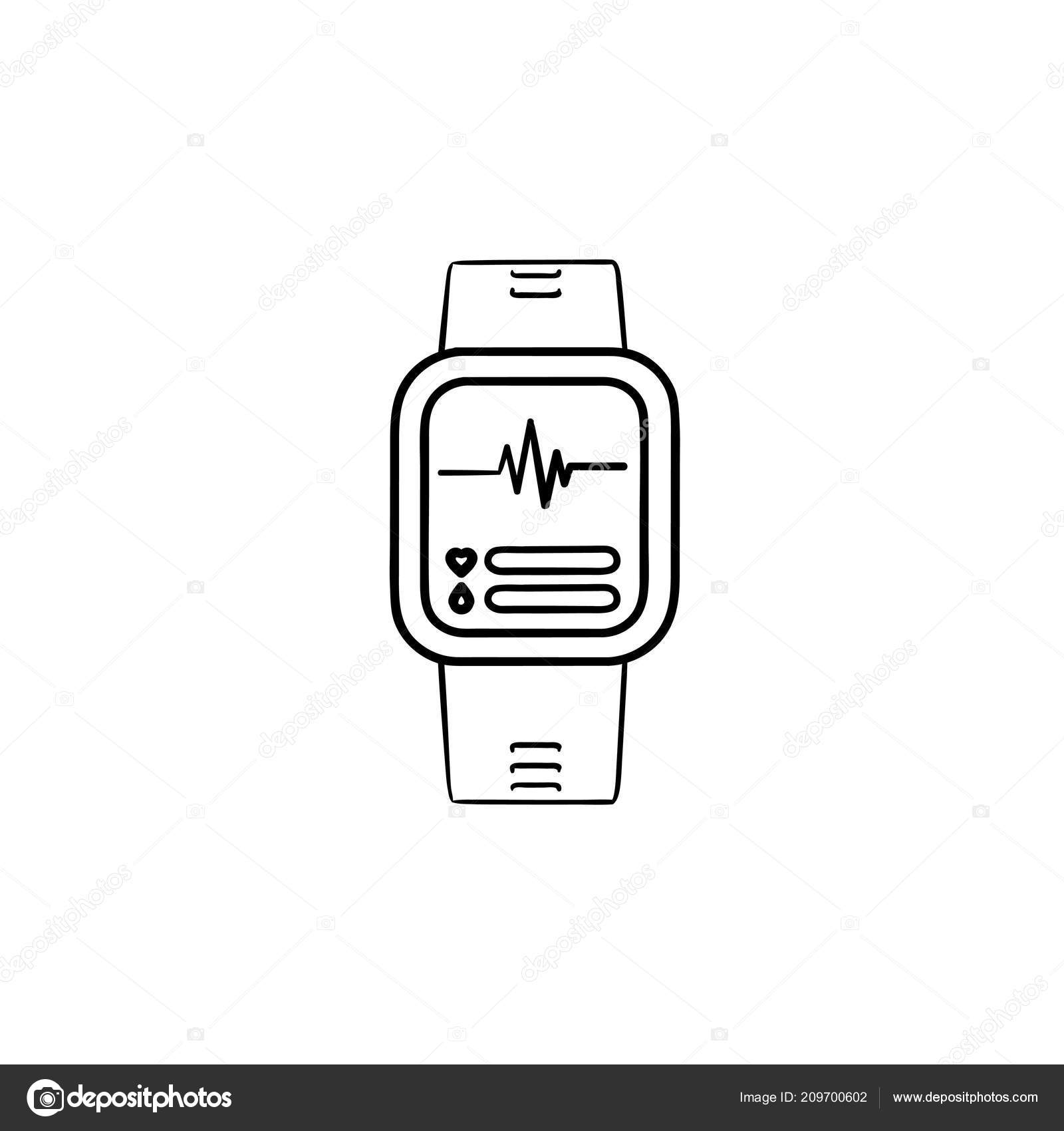 Smartwatch hand drawn outline doodle icon. Stock Vector Image by