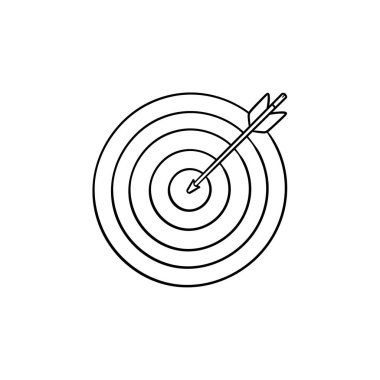 Hedef ile ok el çizilmiş anahat simgesini doodle.