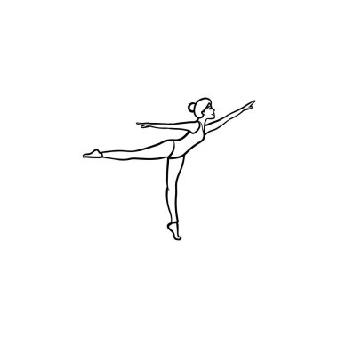 Kadın el çizilmiş anahat doodle simgesi dans.