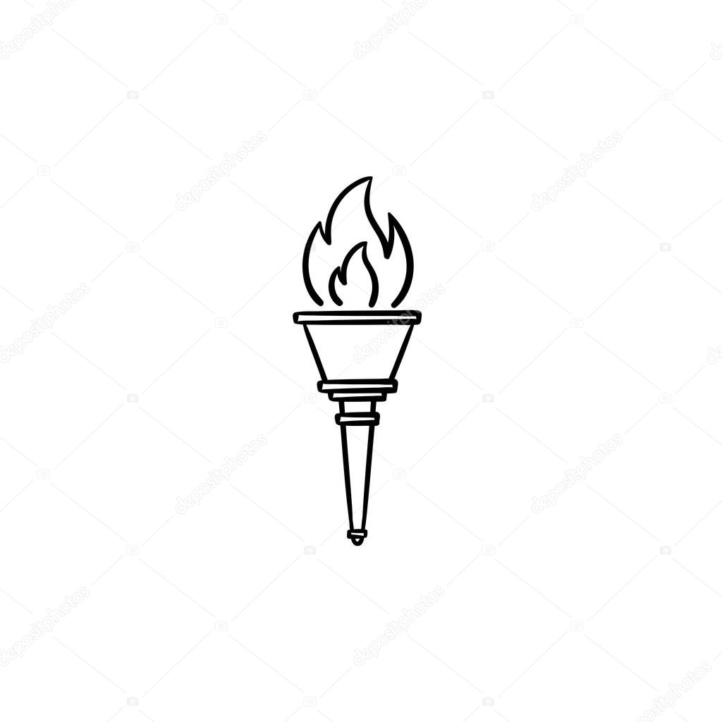 Torch hand drawn outline doodle icon.