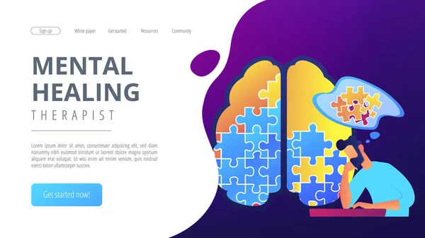 Terapeuta de cura mental landing page . — Vetor de Stock