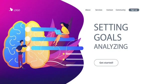 Definir metas e analisar landing page . —  Vetores de Stock