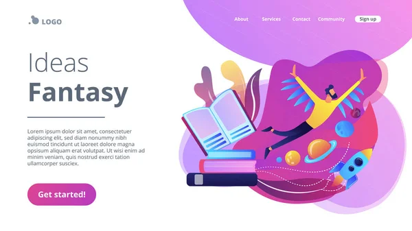 Ideas y concepto de fantasía landing page . — Archivo Imágenes Vectoriales