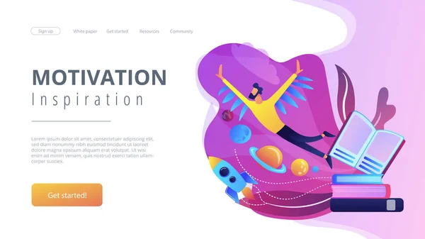 Motivation und Inspiration Landing Page. — Stockvektor