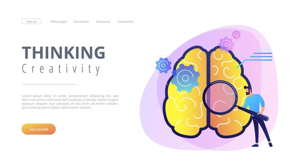 Pensiero e creatività concept landing page . — Vettoriale Stock