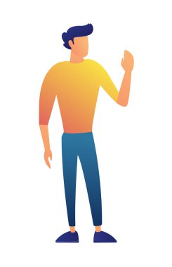 Genç işadamı onun el vektör çizim sallayarak.