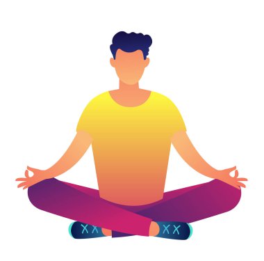 Lotus poz vektör çizim içinde oturan ofis çalışanı.