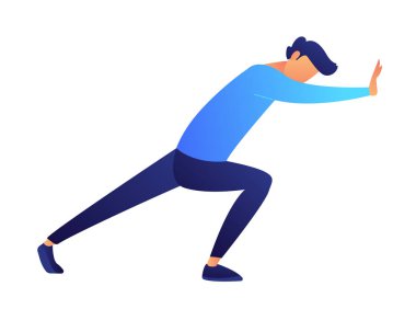 İş adamı duvar vektörü resimlemesini zorluyor.