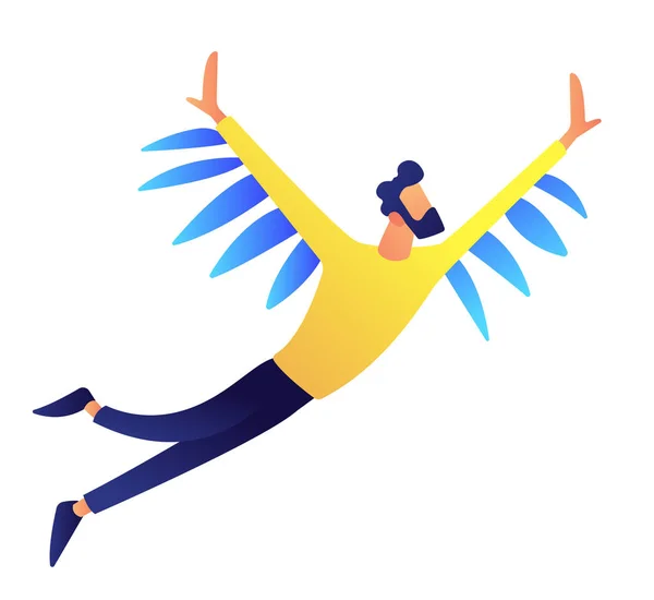 Empresario volando hasta ilustración vectorial . — Vector de stock