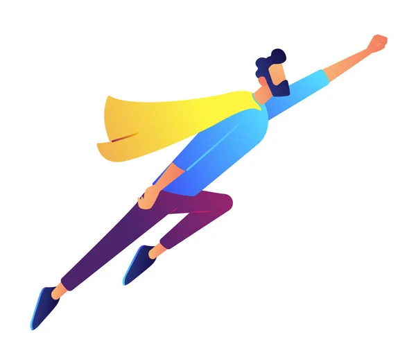 Hombre de negocios volando en traje de superhéroe ilustración vectorial . — Vector de stock