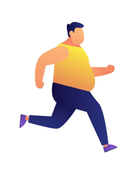 Избыточный вес человека бег вектор иллюстрация . — стоковый вектор