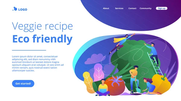 Receita Veggie, eco friendly landing page . —  Vetores de Stock