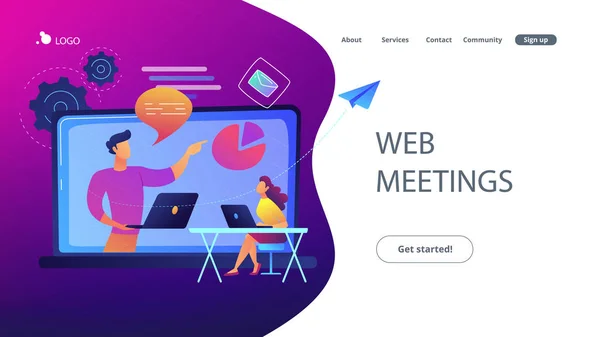 Úvodní stránka webové schůzky. — Stockový vektor